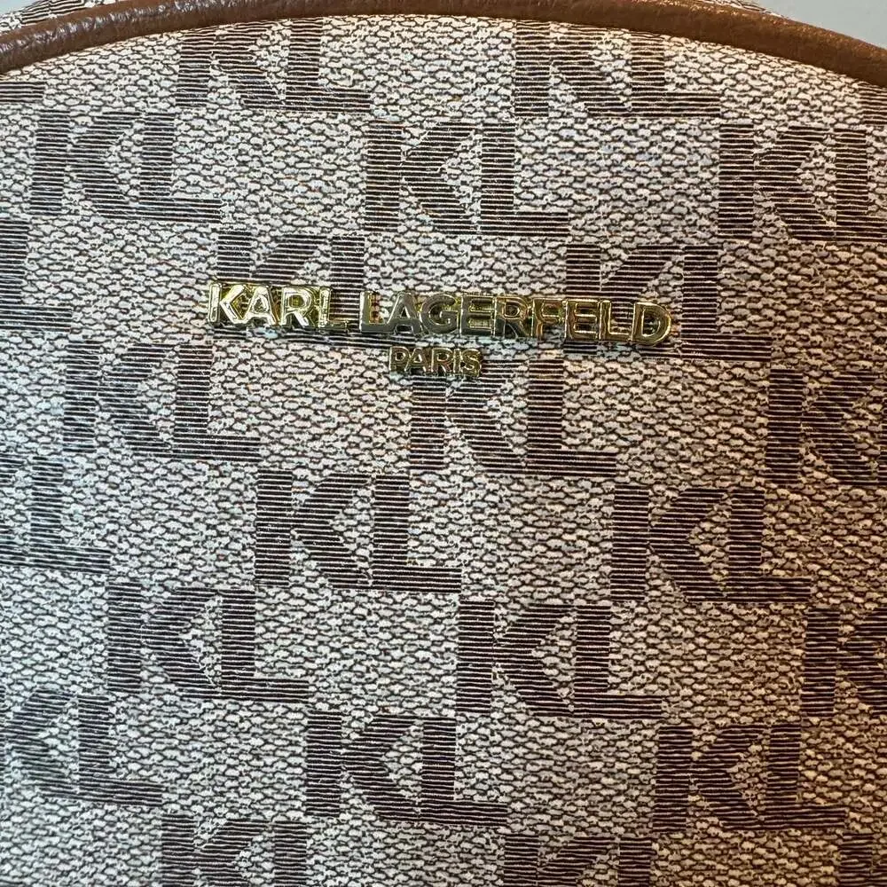 NWT Karl Lagerfeld Paris Khloe Monogram Patch Backpack Beige Brown